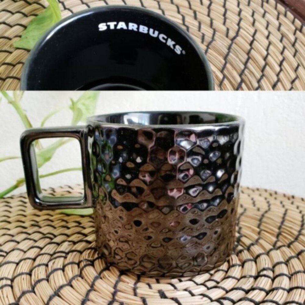Starbucks 2019 Black Iridescent Dimpled Ceramic Mug